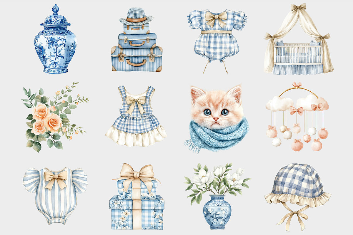 Watercolor Blue Nursery Clipart, a Seasonal Illustration by Design Market (Photo 5 of 5)
