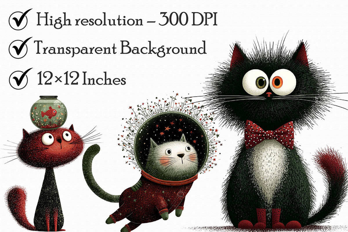 Whimsical Quirky Cat Clipart, an Illustration by Libby Wishes (Photo 5 of 9)