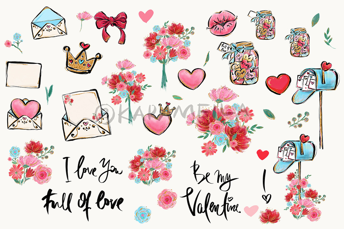 Valentine Icons PNG Glitter Clipart, a Seasonal Illustration by KaramfilaS (Photo 6 of 8)