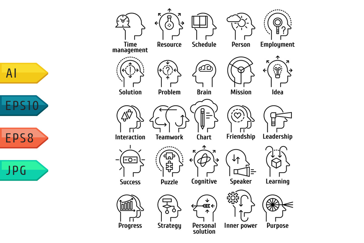 Pictogram icons set of human brain., an Outline Icon by julia_musdotter (Photo 1 of 10)