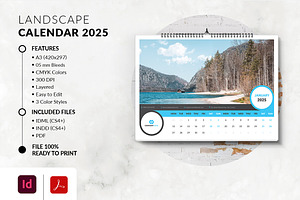 Landscape Calendar 2025, a Stationery Template by MstArtwork