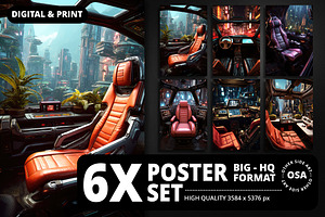Cyberpunk Vehicle Interior Poster