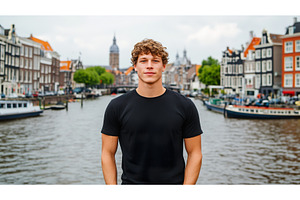 Young Caucasian Male in Black T, an Architecture Photo by Lermont51