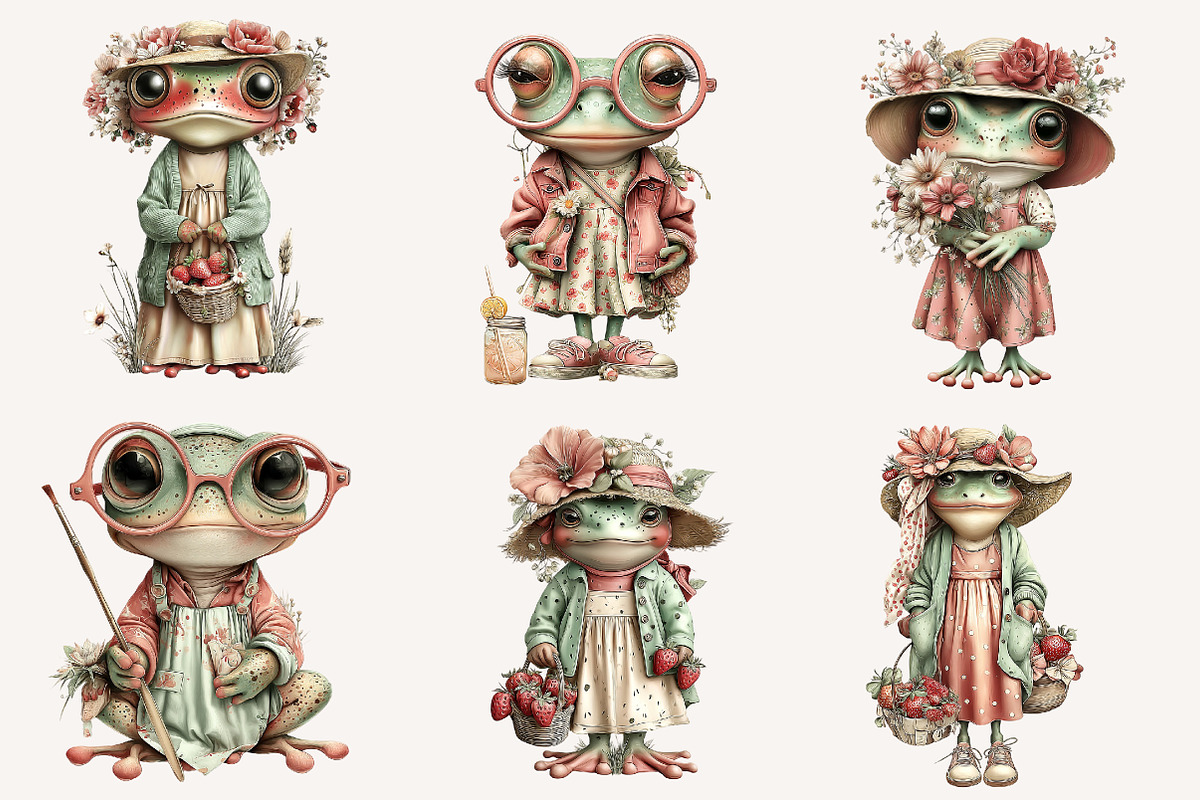 Whimsical summer beach frog clipart, an Illustration by Designworld (Photo 3 of 3)