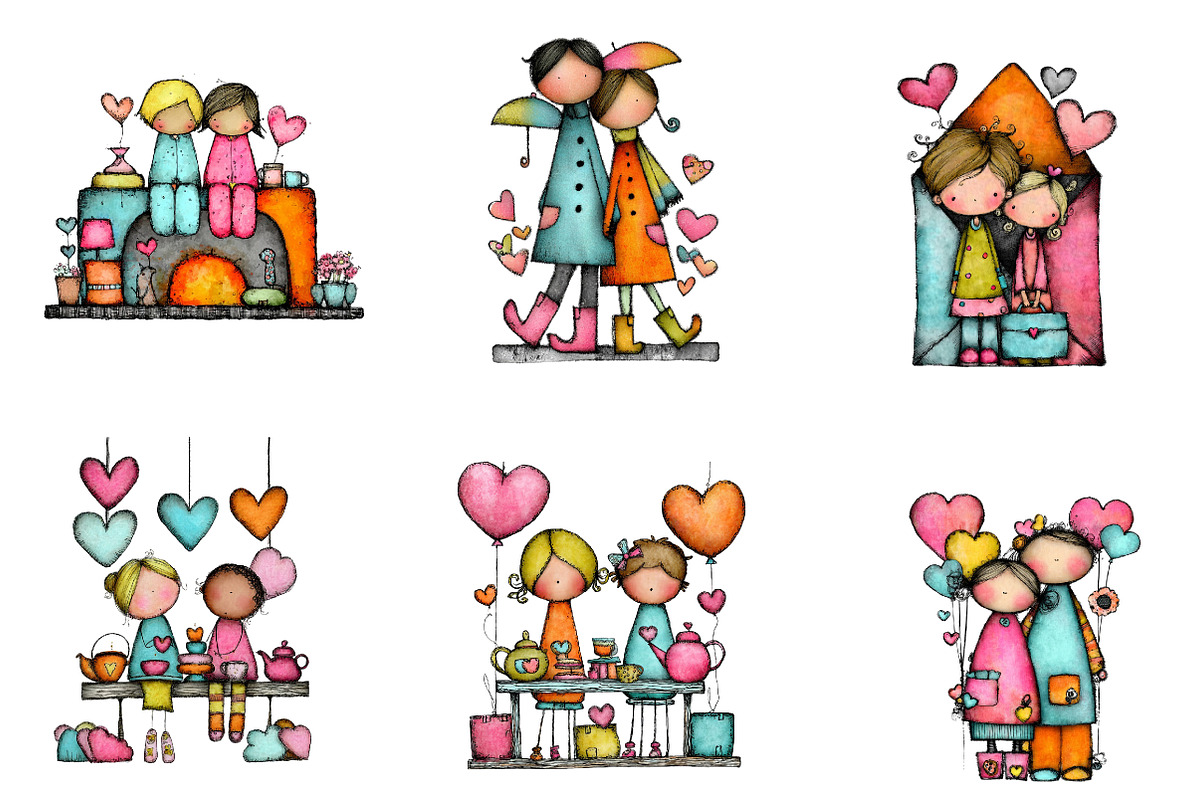Whimsical Valentine Clipart, an Illustration by CreationArt (Photo 2 of 7)