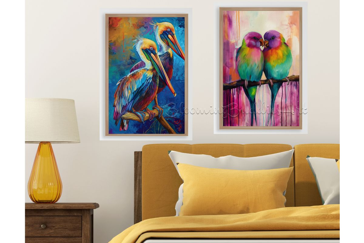 64 Lovebirds on a Branch Art, an Illustration by Art Paradise Studios (Photo 5 of 10)