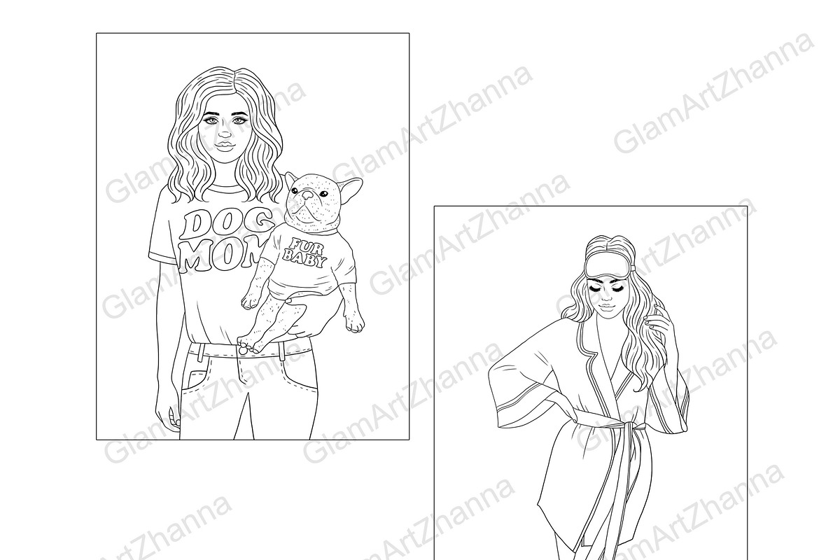 Coloring Book 12 Girls, a Person Illustration by GlamArtZhanna (Photo 4 of 4)