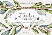 Watercolor Olive Branches & Wreaths, a Decorative Illustration by Pigment Café (Thumbnail 5 of 8)