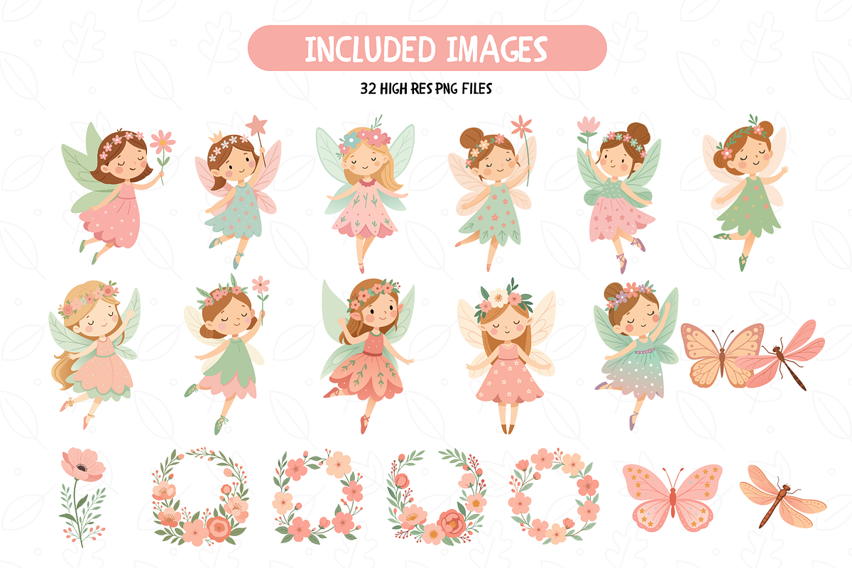 Whimsical Fairies Clipart Bundle, an Object Illustration by TatiMockup