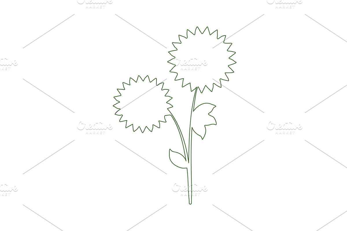 Stylized flower outline with two, an Object Illustration by okskukuruza