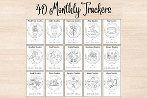 Monthly Habit Trackers BUJO Template