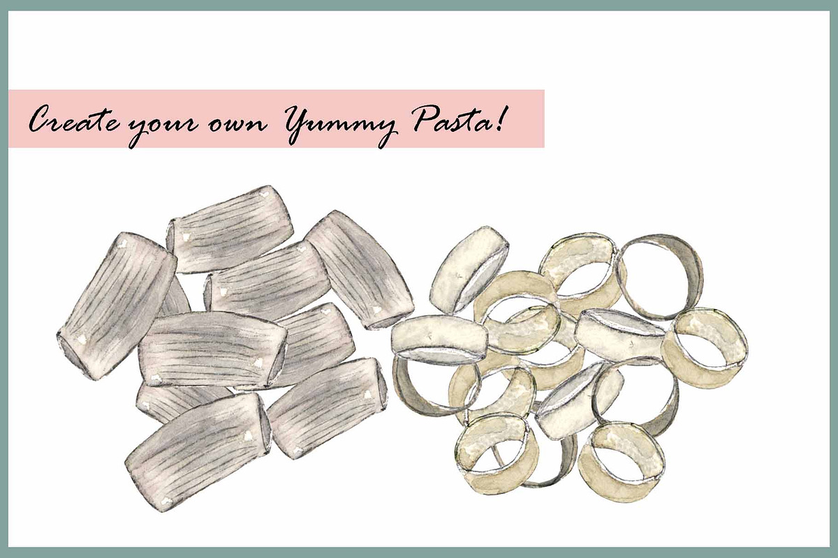 Pasta & Pancake-Watercolor Clipart, an Illustration by VianneArt (Photo 3 of 4)