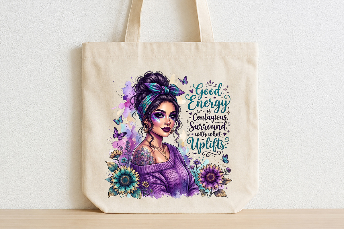 Good Energy is Contagious Boho Girl, a Seasonal Illustration by CraftArtStudio (Photo 2 of 4)