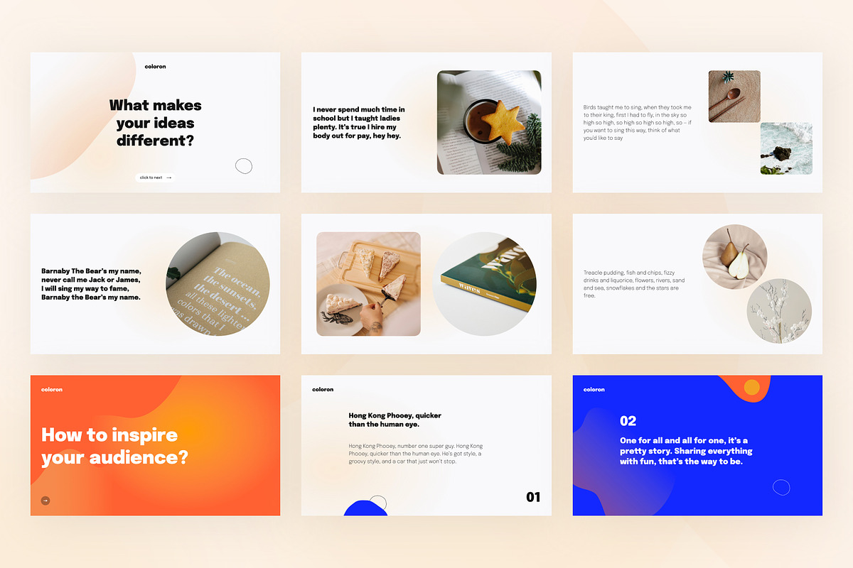Coloron Creative PowerPoint Template, a Presentation Template by Vladislav Muslakov (Photo 9 of 16)