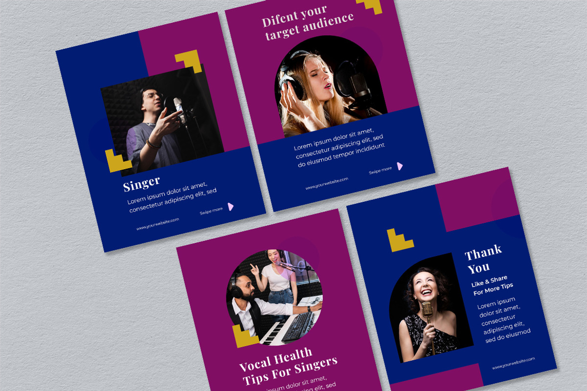 Blue Music Record Instagram Carousel, a Social Media Template by UICreative (Photo 3 of 4)