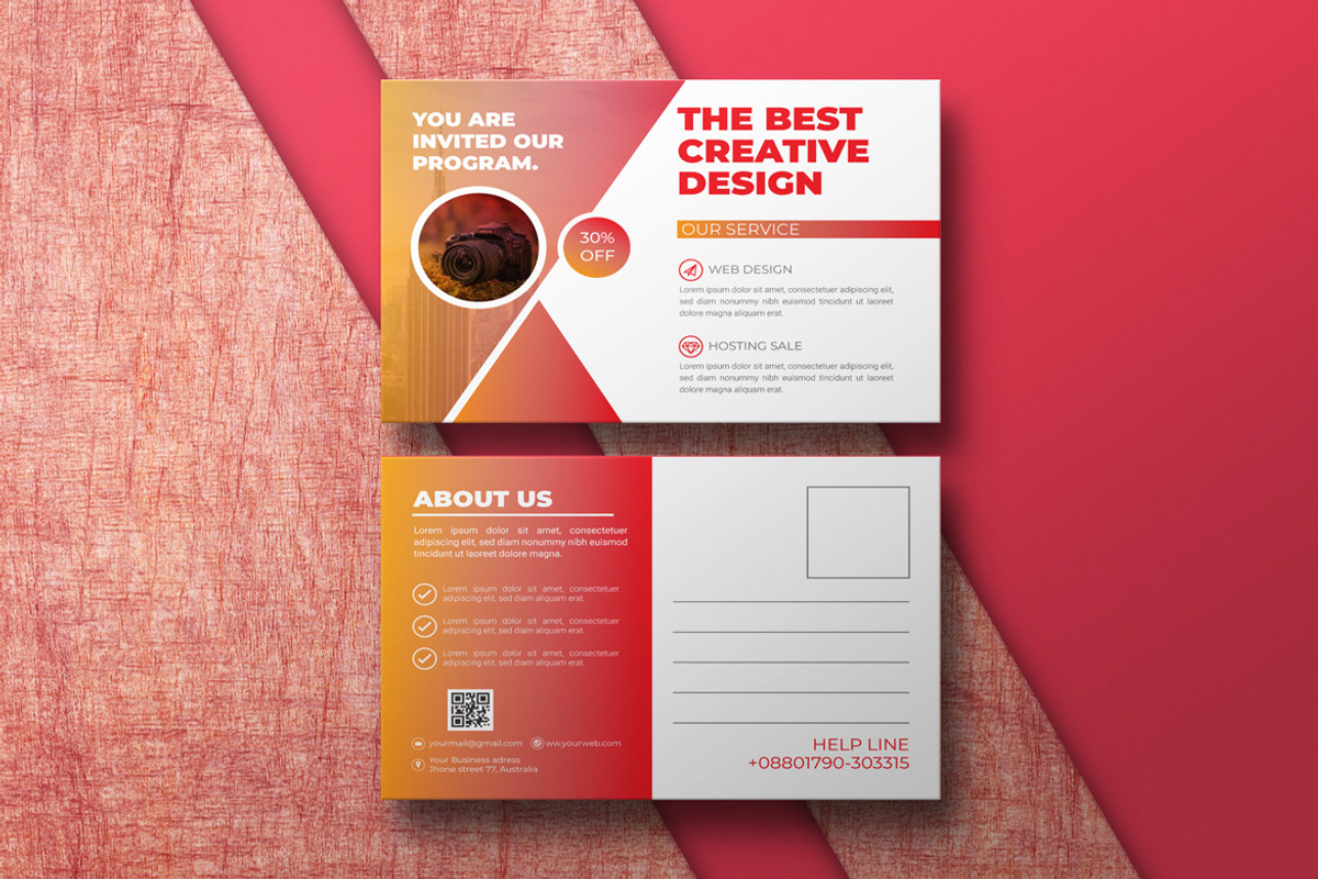 Modern Postcard Design Template, a Card Template by BrandlyTemplate (Photo 3 of 3)