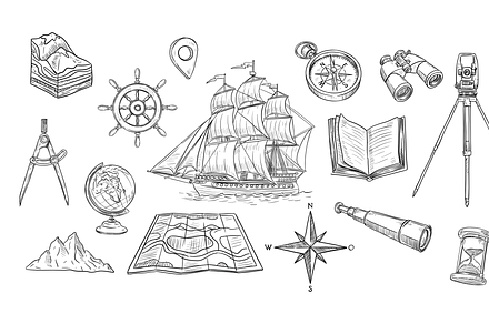 geographical handdrawn collection, an Object Graphic by nikagraphic