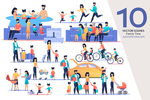 Family Time Vector Scenes