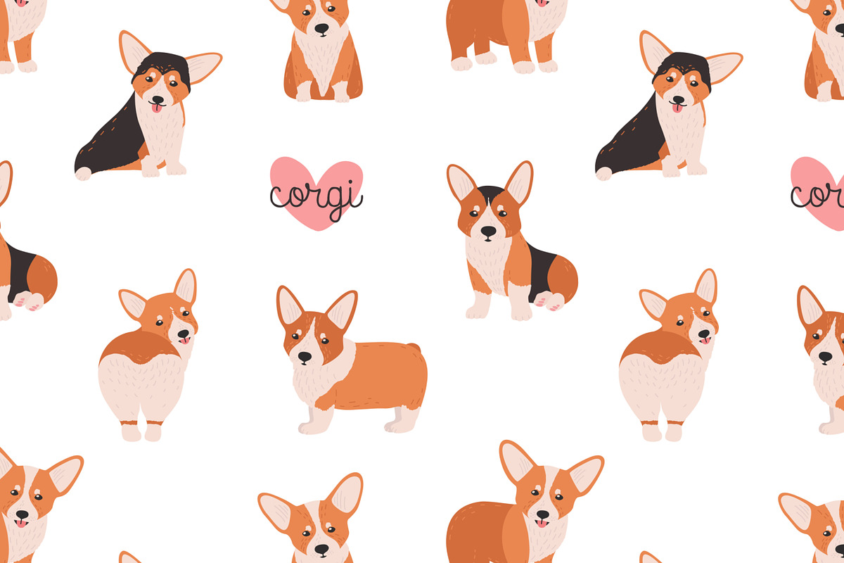 Welsh Corgi bundle and seamless, an Animal Illustration by Good Studio (Photo 3 of 5)