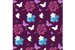 Seamless Pattern Of A Purple And