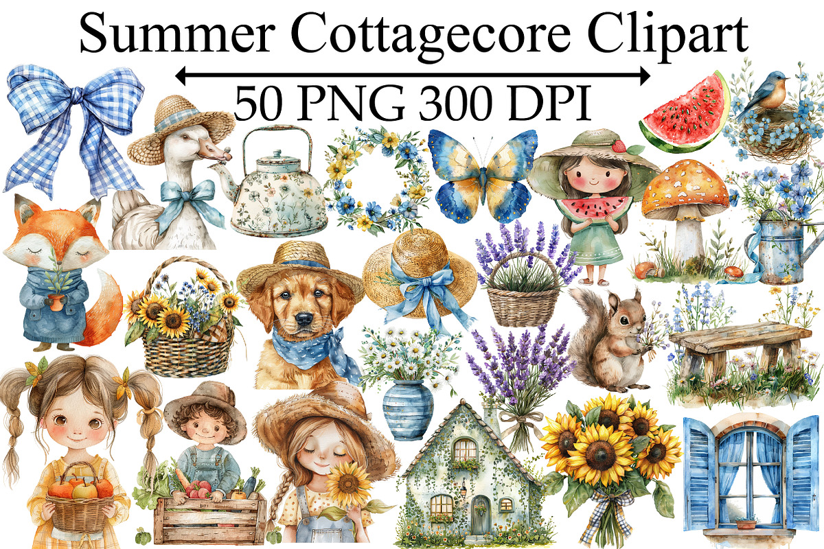 Summer Cottagecore Clipart, an Illustration by Design Market (Photo 1 of 5)