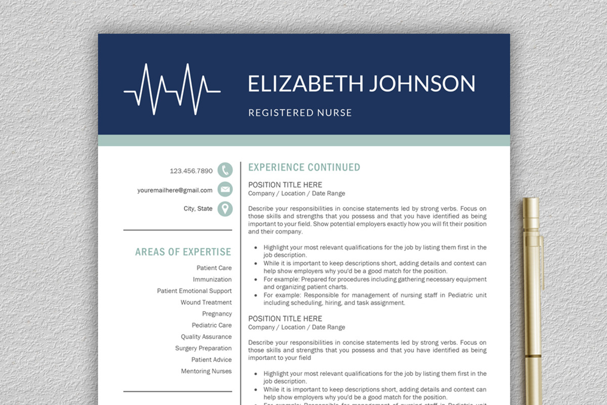 Nurse Resume | Medical CV Template, a Resume Template by Klamp Studio (Photo 2 of 9)
