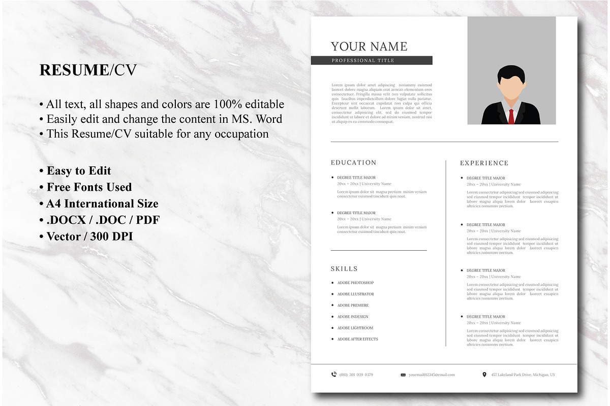 Resume, Creative CV Instant Download, a Resume Template by Blue Digital Studio (Photo 2 of 2)
