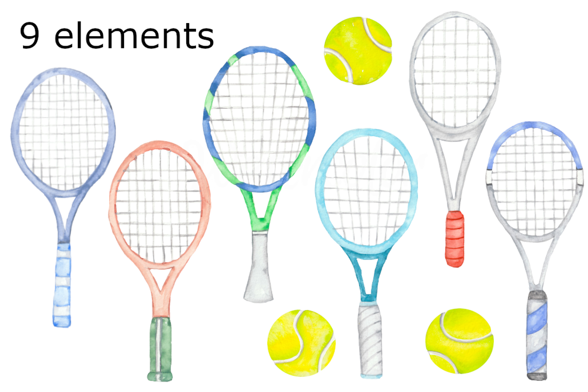 Tennis watercolor clipart, a Background Graphic by GoodFairyClipArt (Photo 2 of 2)