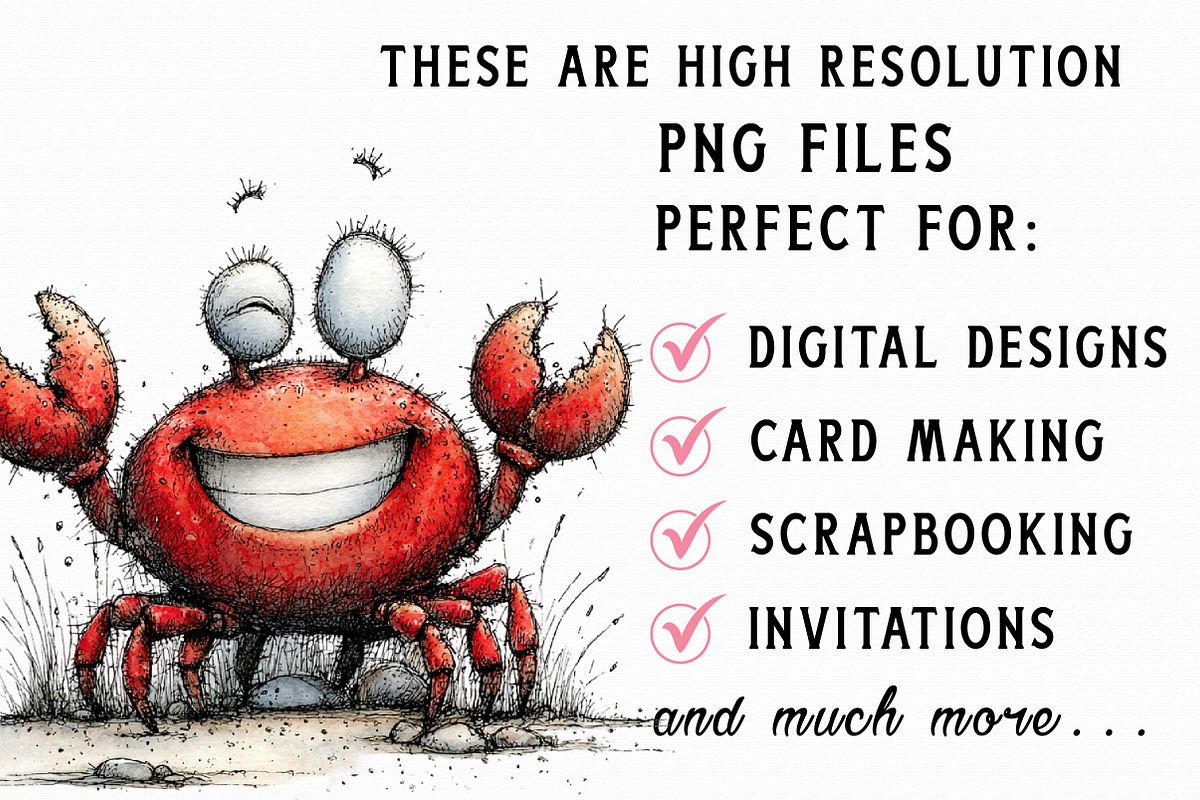 Quirky Funny Crab Clipart, an Illustration by Libby Wishes (Photo 5 of 6)