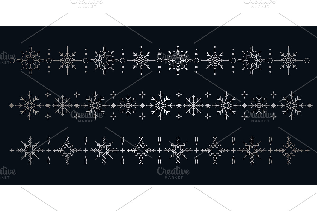 Silver snowflake borders, winter, an Object Illustration by art PVP - market