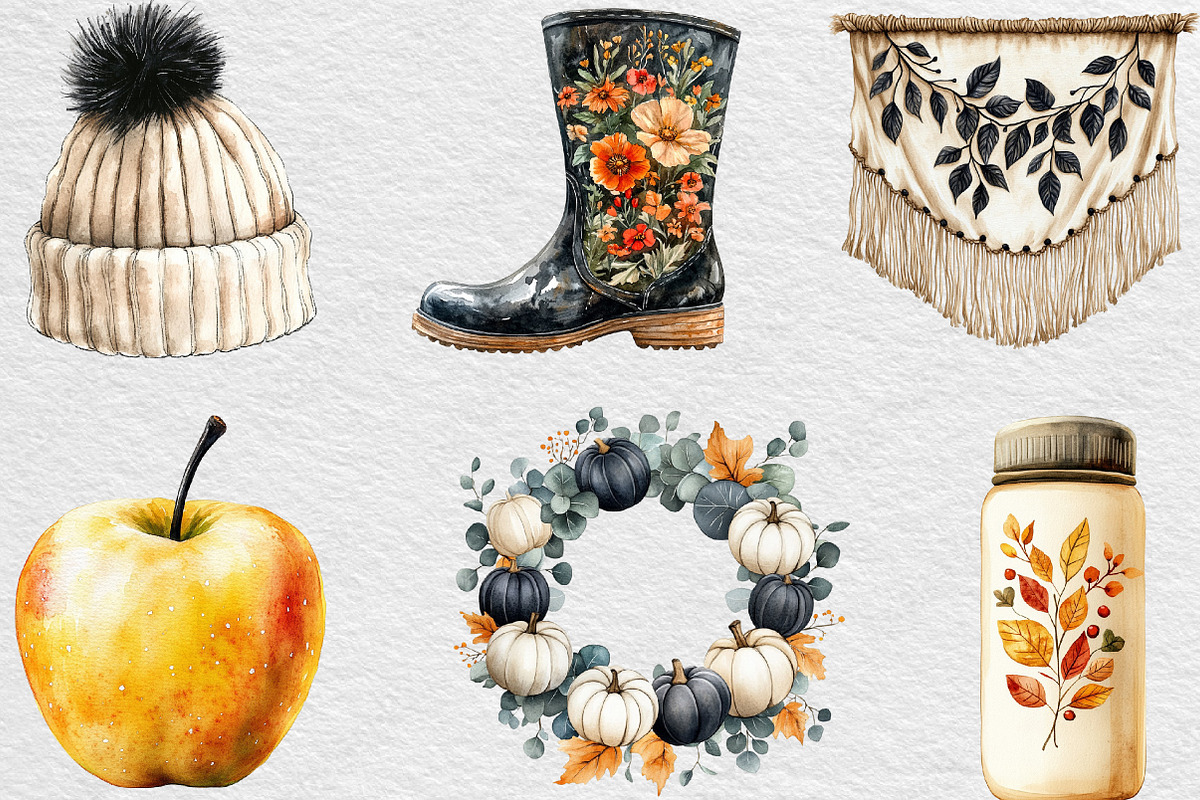 Beige & Black Autumn Clipart, an Illustration by Black Bird Studio (Photo 4 of 6)
