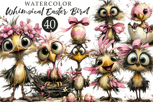 Whimsical Easter Bird Clip-art, an Illustration by OK Design