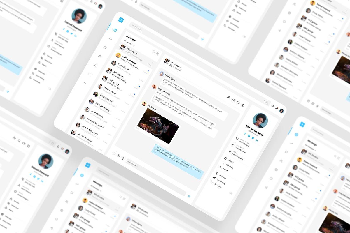 Message Dashboard UI Kit, an UI Kit Template by iDoodle Studio