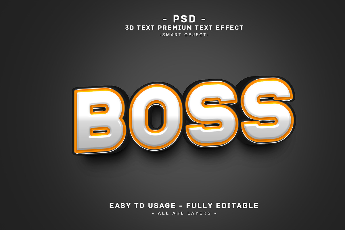 Boss 3D Editable Psd Text Effect, a Layer Style Add-On by Md Jahidul99