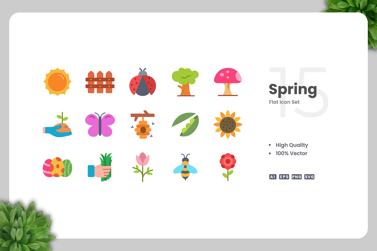 Spring Flat Icons, an Icon by Upnowgraphic