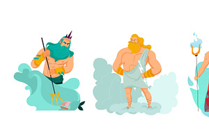 Cartoon Greek Gods Illustration