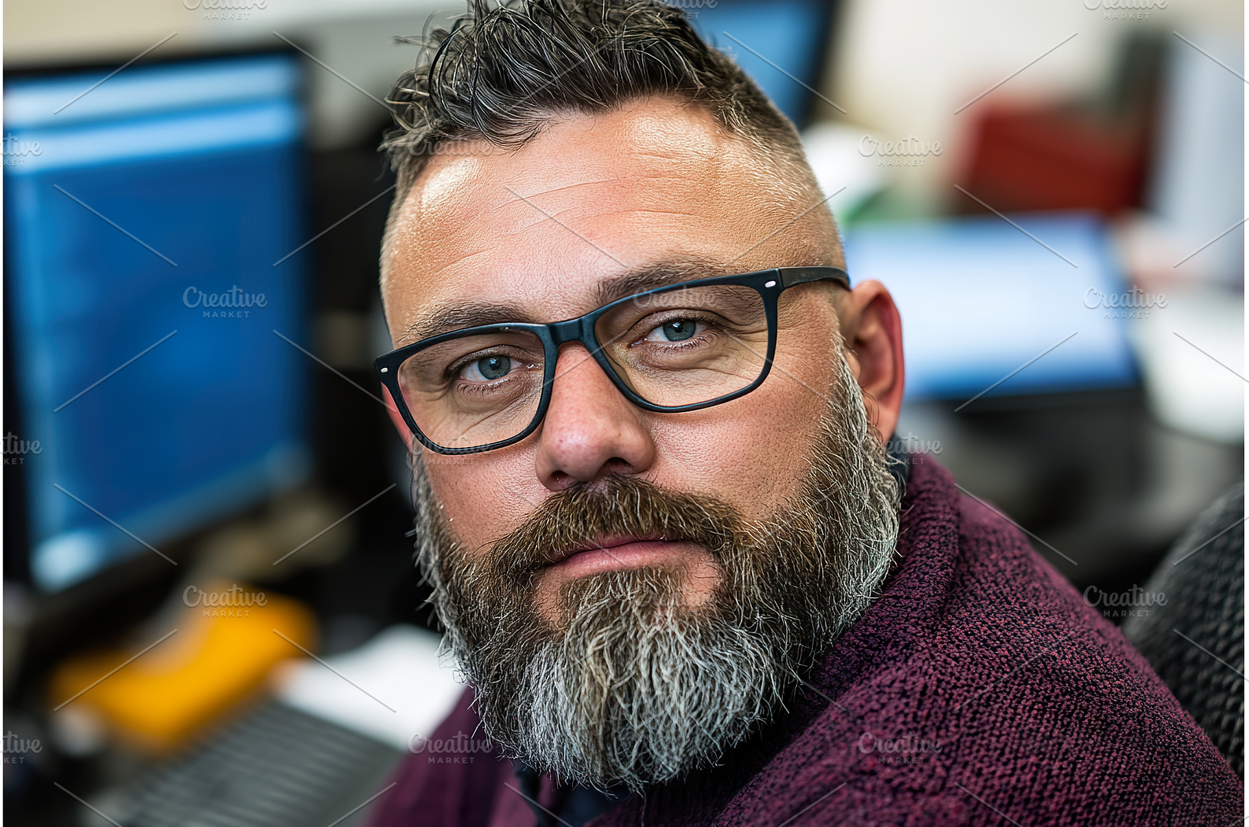 Portrait of bearded IT man wearing, a Business Photo by Lermont51