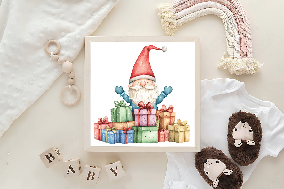 Christmas Gnomes & Gifts Clipart, an Illustration by CraftArtStudio (Photo 6 of 6)