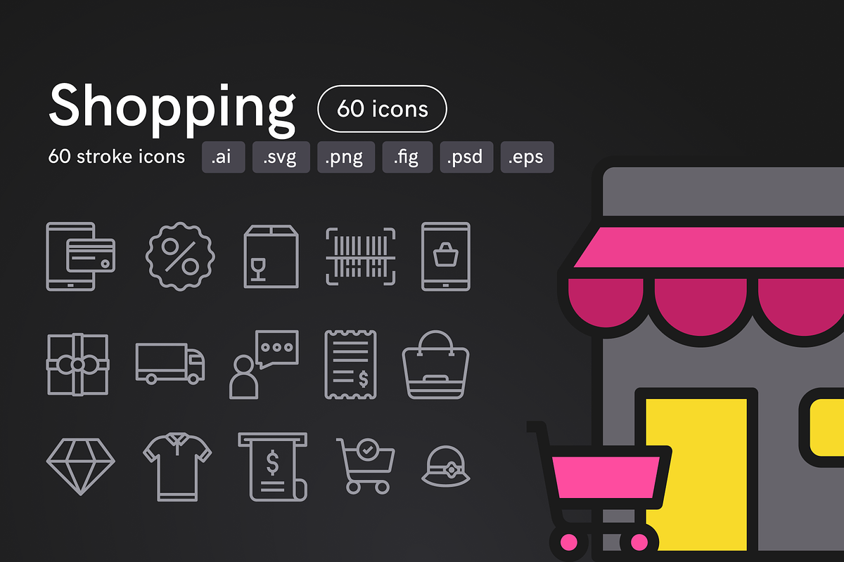 Shopping Icons, an Outline Icon by Middltone (Photo 1 of 4)