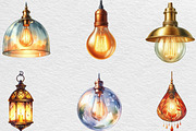 Watercolor Hanging Light Clipart, an Illustration by Black Bird Studio (Thumbnail 2 of 6)