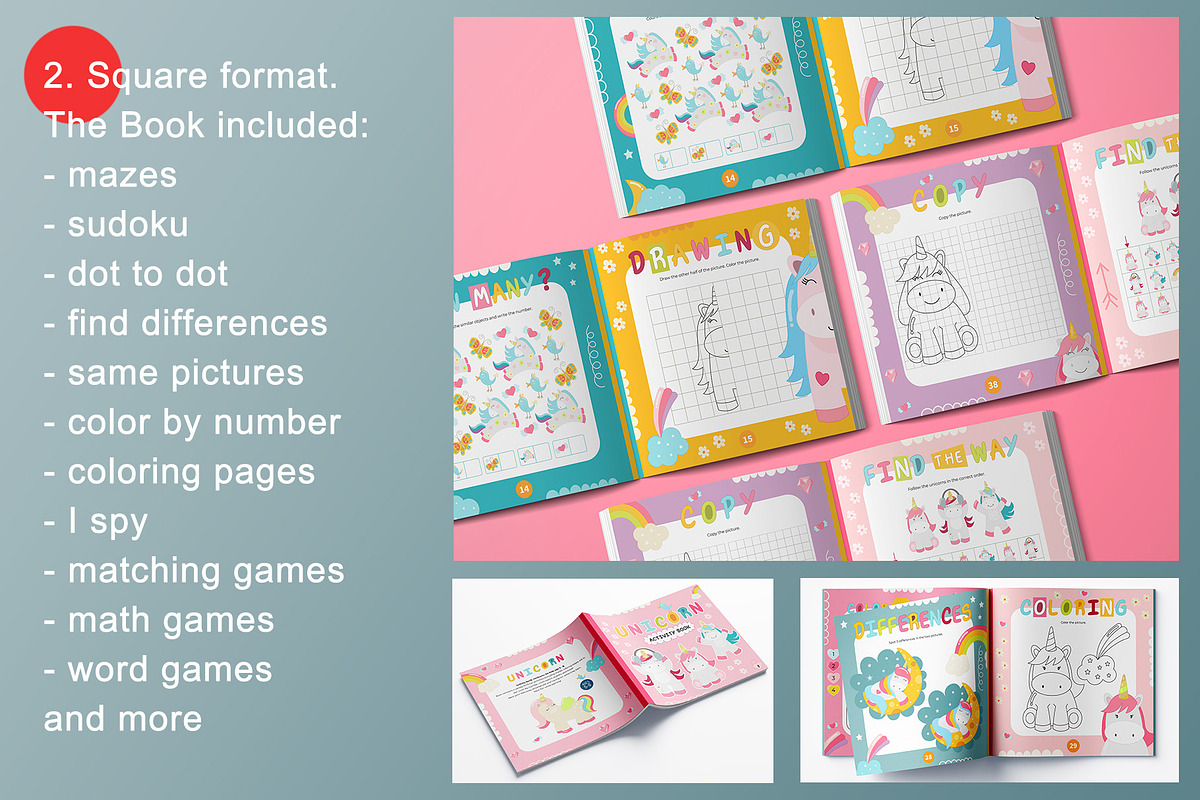 Unicorn Activity pages for kids book, an Education Illustration by Nursery Art (Photo 4 of 9)