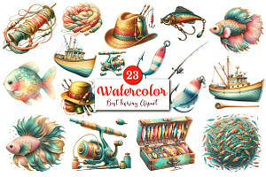 Watercolor Best Fishing Clipart, a Graphic by CitraGraphics