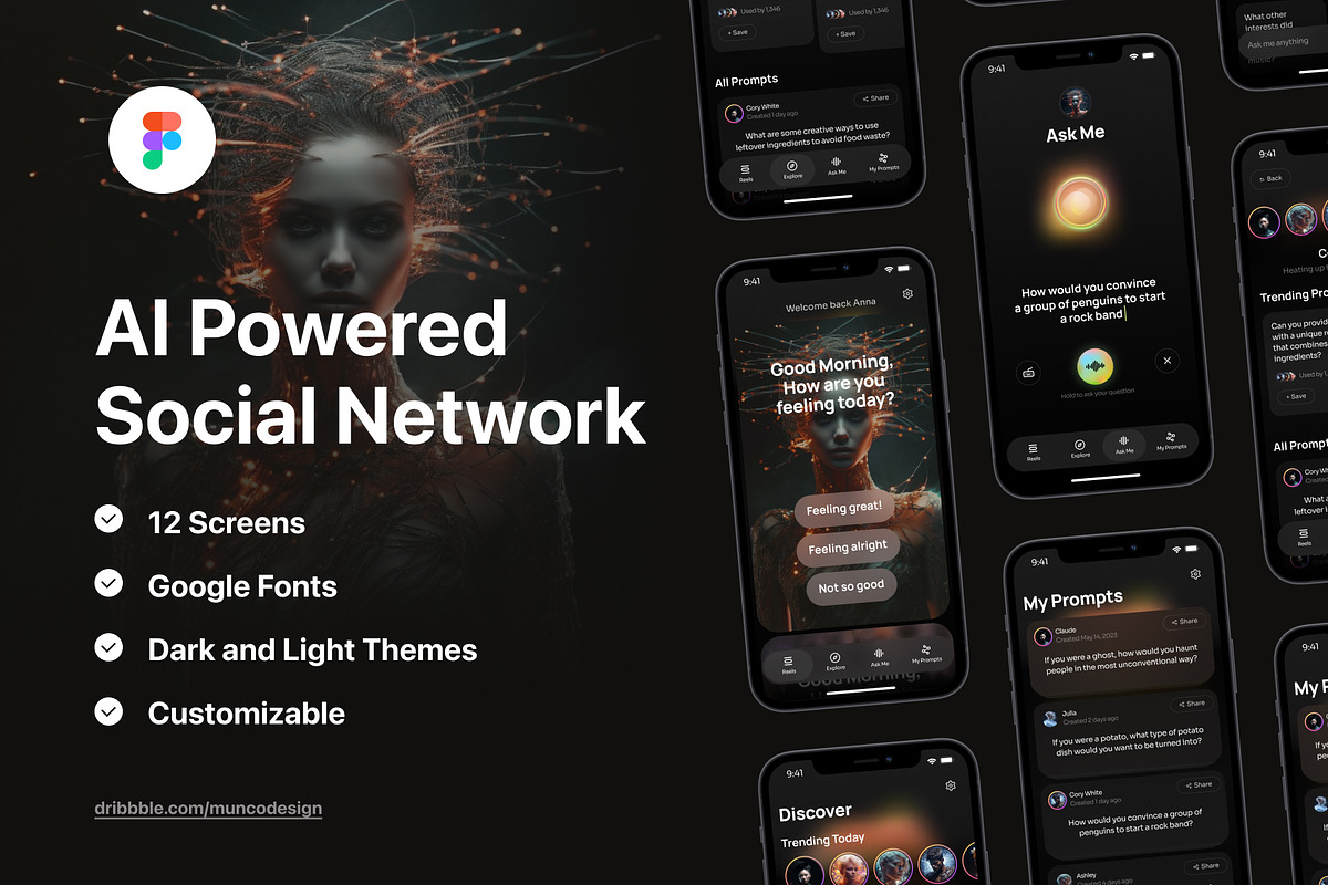 AI social network app template, an App Template by Munco Art & Design (Photo 1 of 4)