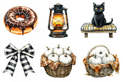 Watercolor  Cozy Halloween Clipart, an Illustration by Designworld (Thumbnail 3 of 6)