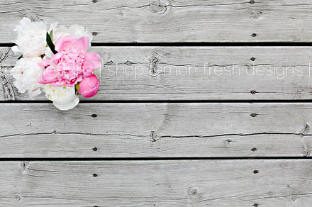 Peony Arrangement on Wood Image