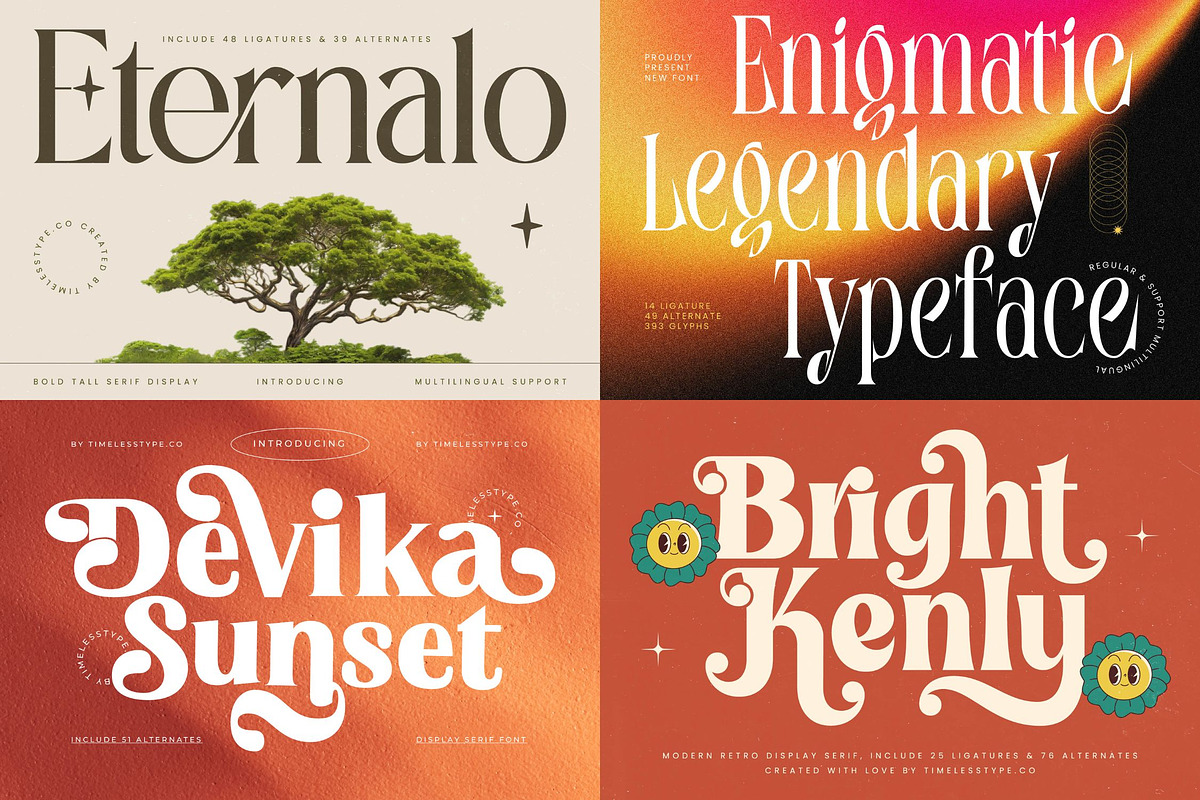 Mega Pack 50 Modern Display Fonts, a Font by timelesstype.co (Photo 4 of 14)