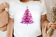 Watercolor Pink Christmas Clipart, an Illustration by Canvas Craft (Thumbnail 6 of 7)