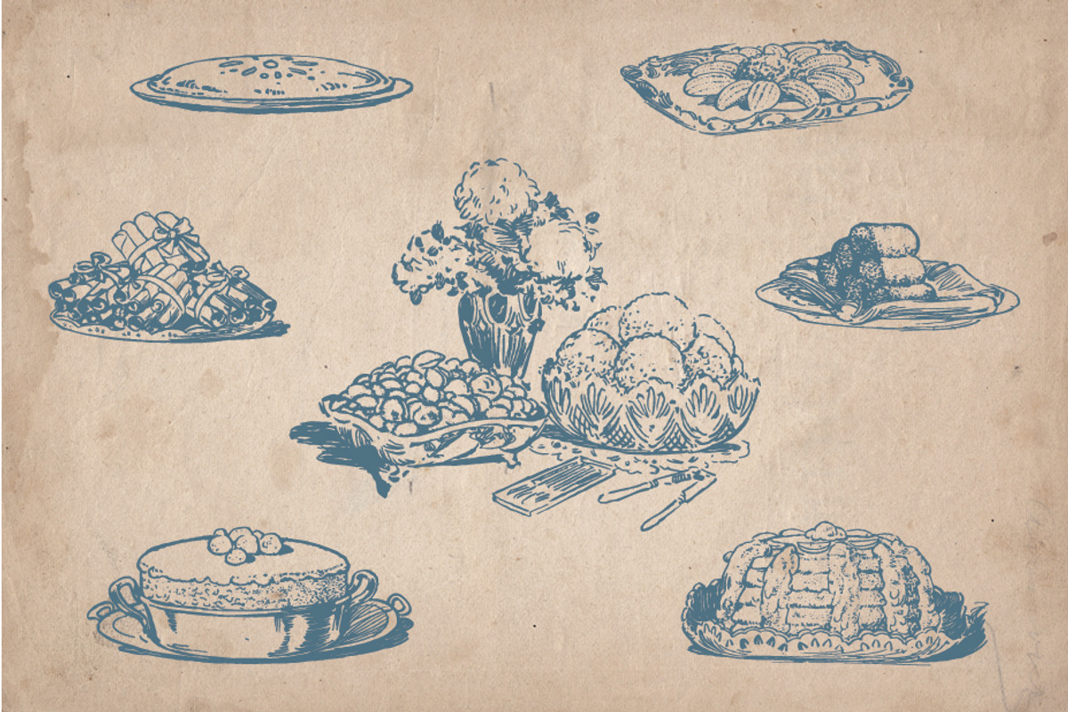 Hand Drawn Vintage Food Set 4 preview 3