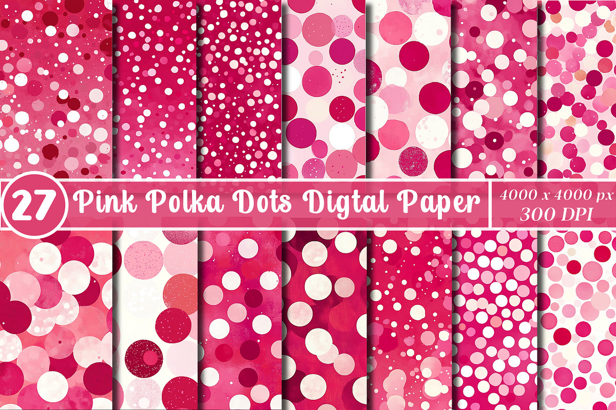 Pink Polka Dots Digtal Paper, a Pattern Graphic by SinaCreation (Photo 1 of 5)