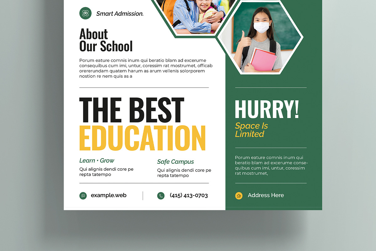 School Admission Flyer Template, a Stationery Template by MightyDesign (Photo 3 of 6)